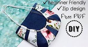 DIY Shoulder Bag Idea From Denim Cord and Fabric Free Template