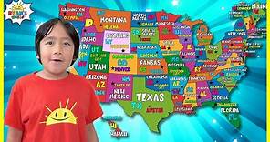 Learn 50 United States of America Name with Capitals for Kids and Abbreviation of USA!!