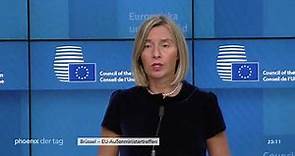 Federica Mogherini im Dialog auf dem EU-Außenministertreffen in Brüssel am 13.05.19