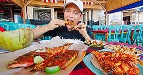 Famous Seafood in Bali!! 🦐 Grilled Fish + Shrimp at Jimbaran Beach - Bali, Indonesia!