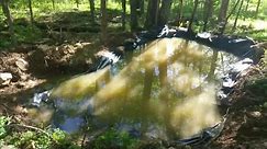 DIY Laying Pond Liner and Adding Water to deer-wildlife watering hole 04 24 17