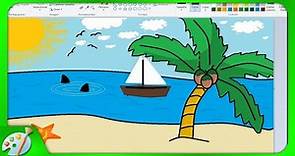 Dibujos en Paint 094 - Cómo Dibujar playa animada
