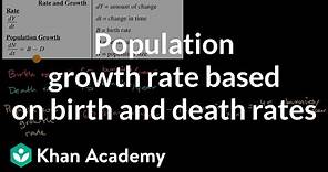 Population growth rate based on birth and death rates | Ecology | AP Biology | Khan Academy