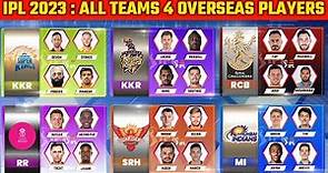 IPL 2023 : All 10 teams Confirm foreign Players in Playing 11 for IPL 2023 | IPL Overseas Players