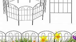 Decorative Garden Fence Outdoor 24in x 10ft Coated Metal RustProof Landscape Wrought Iron Wire Border Folding Patio Fences Flower Bed Fencing Animal Barrier Section Panels Decor