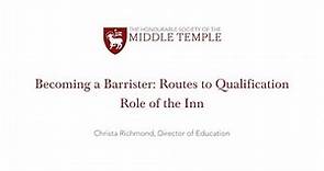 Middle Temple Open Day 2022 - Becoming a Barrister - Routes to Qualification: Role of the Inn