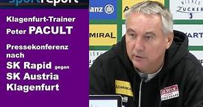 Peter Pacult (Trainer SK Austria Klagenfurt) - die Pressekonferenz nach dem Sieg bei SK Rapid