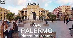 Palermo Walking Tour 4K - Piazza Politeama To Teatro Massimo - Sicily Tour - Italy (60fps)