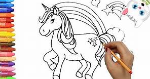 Cómo Dibujar y Colorear unicornio | Dibujos Para Niños con MiMi | Aprender Colores