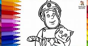 Dibuja y Colorea A Sam El Bombero 🧑‍🚒🐱 Dibujos Para Niños