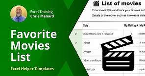 Excel Favorite Movie List template - keep track of your favorites easily