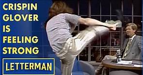 Crispin Glover Tries To Kick Dave In The Head | Letterman