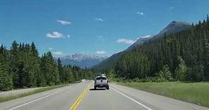 Driving on Highway 16 ('Yellowhead Highway') in British Columbia/Alberta, Canada - July 12, 2022.
