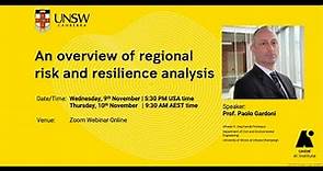 An overview of regional risk and resilience analysis by Prof. Paolo Gardoni