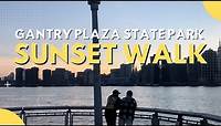 Walking Gantry Plaza State Park Long Island City Queens Sunset