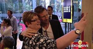 Aaron Eckhart Greets Fans: Exclusive Behind the Scene 71st Golden Globe Awards
