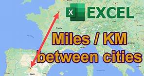 Miles or KM between 2 cities