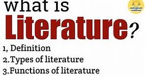 Literature||Definition||Types of Literature|| Functions of Literature#englishliterature