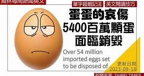 [10分鐘搞定英文閱讀- 看新聞學英文] 蛋蛋的哀傷 5400萬顆蛋面臨銷毀 (2023-9-18 更新) #時事英文 #英文閱讀 #英文單字