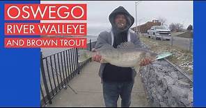 Fishing for Brown Trout and Walleye Fishing the Oswego River in Oswego, New York