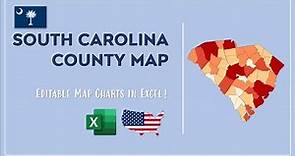 South Carolina County Map in Excel - Counties List and Population Map