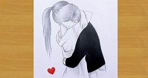 How to draw a cute couple Hugging step by step || romantic couple hugging drawing ||Gali Gali Art ||