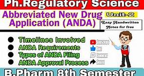 Abbreviated New Drug Application (ANDA) | Ph.Regulatory Science | Unit-2| Easy Pharma