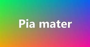 Pia mater - Medical Definition and Pronunciation