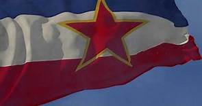 Waving flag and National Anthem of Yugoslavia (historical)
