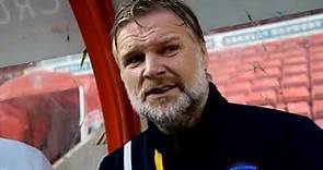 Steven Pressley speaking after the defeat at Swindon