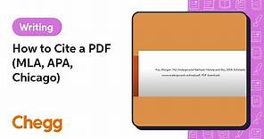 How to Cite a PDF (MLA, APA, Chicago) | Chegg