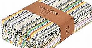 Urban Villa Kitchen Towels,Beige Multi Dobby Stripes,Premium Quality,100% Cotton Dish Towels,Mitered Corners,Ultra Soft (Size: 20x30 Inches), Highly Absorbent Bar & Tea Towels (Set of 6)