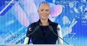 Robot Sophia speaks at Saudi Arabia's Future Investment Initiative