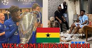 Chelsea Champions League Winner Callum Hudson Odoi Visit Ghana, speaks Twi, Play Ball & Eat Jollof