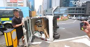 【交通意外】觀塘客貨車失事翻側　司機一度被困車廂 - 香港經濟日報 - TOPick - 新聞 - 社會