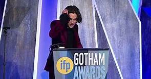 Timothée Chalamet winning the Breakthrough Actor Gotham Award for CALL ME BY YOUR NAME