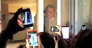 Raw Footage: Penn State coach Joe Paterno speaks to students from his window day before he is fired