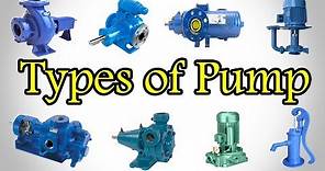 Pumps Types - Types of Pump - Classification of Pumps - Different Types of Pump