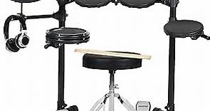 Electronic Drum Set,Electric Drum Set for kids Beginner with 150 Sounds,Drum Set With 4 Quiet Electric Drum Pads,2 Switch Pedal,Drum Throne,Drumsticks,On-Ear Headphones - AED-400