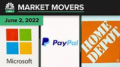 Microsoft, PayPal, and Home Depot are some of today's stocks: Pro Market Movers June 2