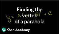 Finding the vertex of a parabola example | Quadratic equations | Algebra I | Khan Academy