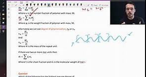 Calculating Molecular Weight (number and weight average) for polymers