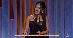 Q'orianka Kilcher honors Wes Studi at the 2019 Governors Awards