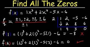 Finding All Zeros of a Polynomial Function Using The Rational Zero Theorem