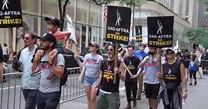 Writers Guild of America and Screen Actors Guild on Strike in New York, NY, USA