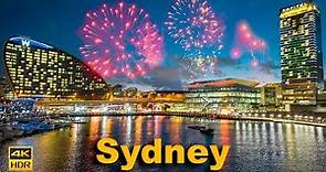 Sydney Australia Walking Tour - Darling Harbour Fireworks | 4K HDR