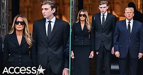 Barron Trump Joins Donald Trump At Funeral For Melania Trump's Mother
