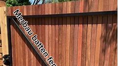 Merbau batten fence completed with custom built gates, spray painted by myself with a satin black, using D&D technology, "lokklatch deluxe" | Jm exclusive fencing