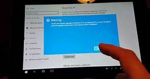 How to quickly reset Windows 10 Tablet PC Computer to Factory Settings