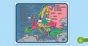 Europe Map With Words and Pictures
